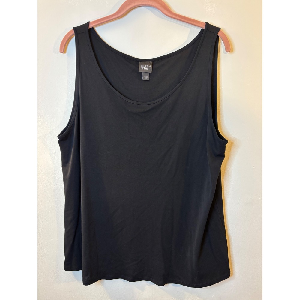 Eileen Fisher Black Silk Knit Tank Top XL Closet Staple